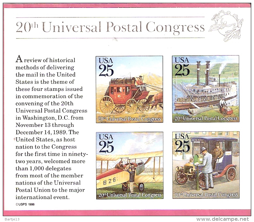 USA UNIVERSAL POSTAL CONGRESS 1989 2 BLOCS MNH SPACE MAIL TRANSPORT - Neufs