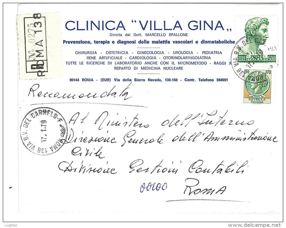 CAP 00100 - ROMA  - RM  - R  -  ANNO 1979  - CLINICA VILLA GINA  - STORIA POSTALE - 1971-80: Storia Postale