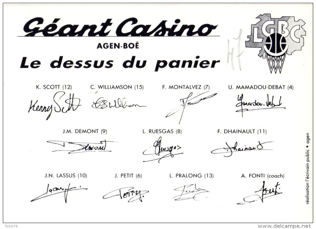 47----VILLENEUVE SUR LOT-AGEN BOE-equipe De Basket Ball---pub  Géant-casino-----voir Scans - Basket-ball