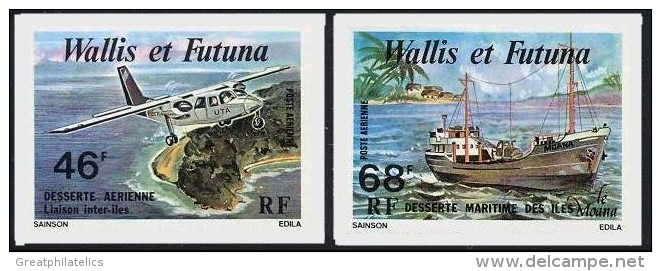 Wallis & Futuna 1979 PLANE & BOAT IMPERFORATED MNH (D0145) - Geschnittene, Druckproben Und Abarten