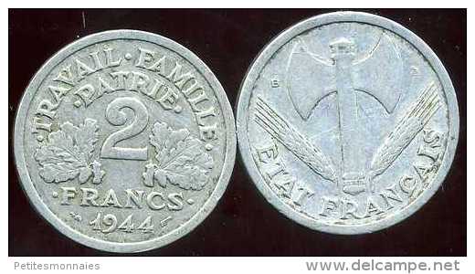 FRANCE  2 Francs  Bazor  1944 B - Autres & Non Classés
