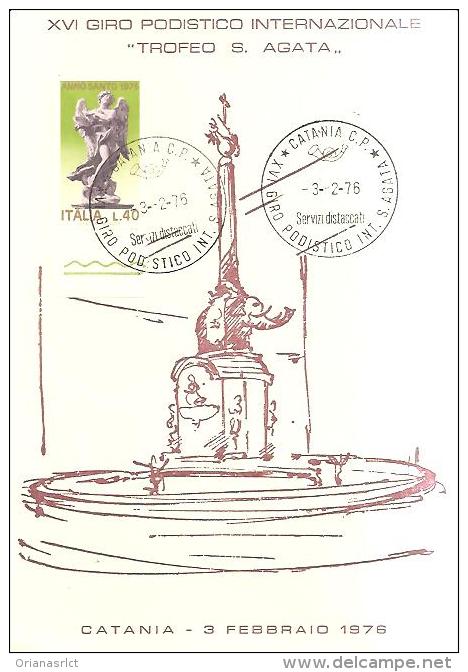 62411)cartolina Del XVI Giro Podistico Internazionale  Trofeo  S. Agata  Catania Con Annullo Speciale Del 3 -2- 1976 - Sonstige & Ohne Zuordnung