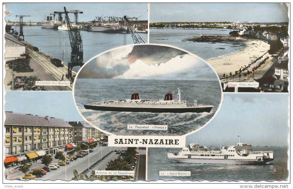AK Saint-Nazaire, Port, Paquebot FRANCE, SAINT-BREVIN, Plage Villes-Martin - Saint Nazaire