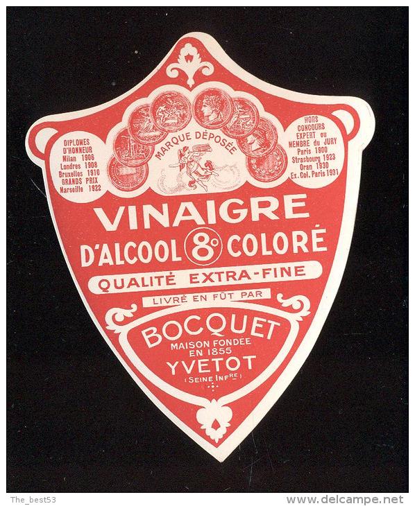 Etiquette  De Vinaigre D´Alcool Coloré  8°  -  Bocquet  à  Yvetot  (76) - Other & Unclassified