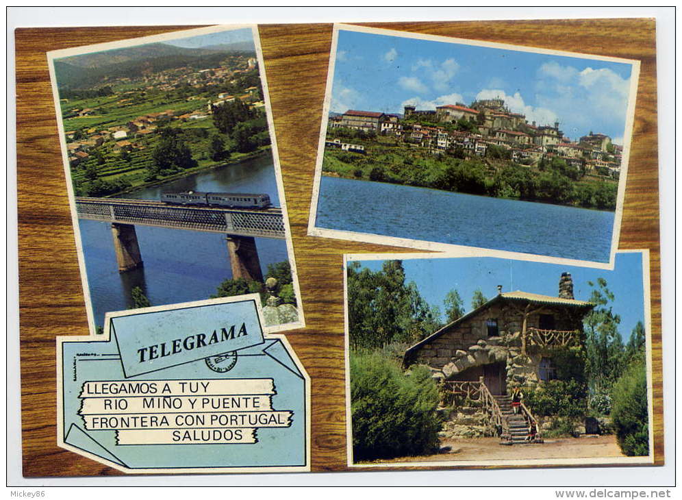 Espagne--TUY---Multivues Façon Télégramme (trainà  ,cpm N° 3016  éd   Postales Fama--carte Pas Très Courante - Other & Unclassified