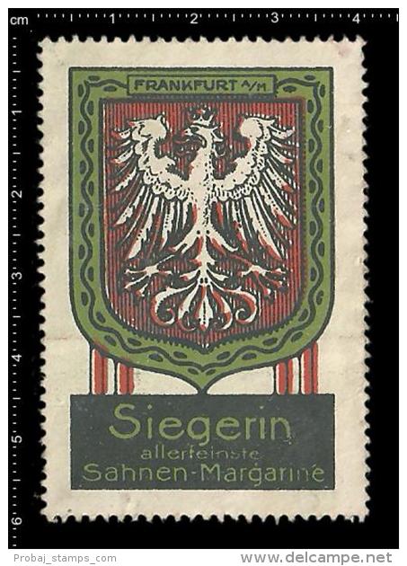 Old Original German Poster Stamp (cinderella Reklamemarke) Frankfurt Coat Of Arms Heraldic Wappen Eagle - Briefmarken