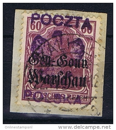 Poland: Local Overprints: Kalisz Type I, On German Occupation Stamps, Surcharge Wide Eagle - Gebruikt