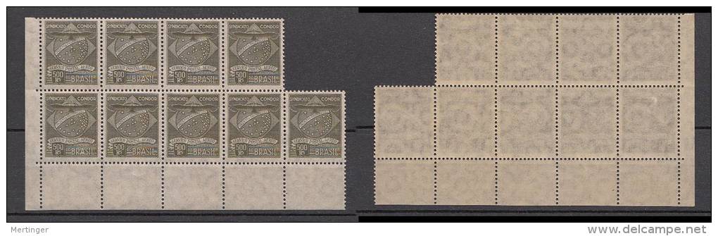 Brazil Brasilien Airmail Condor Mi# 1-7 ** MNH Corner Block Of 9 - Airmail (Private Companies)