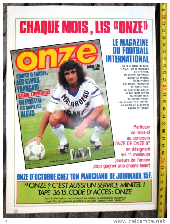 PUB PUBLICITE FOOTBALL MAGAZINE ONZE DOMINIQUE ROCHETEAU - Collections
