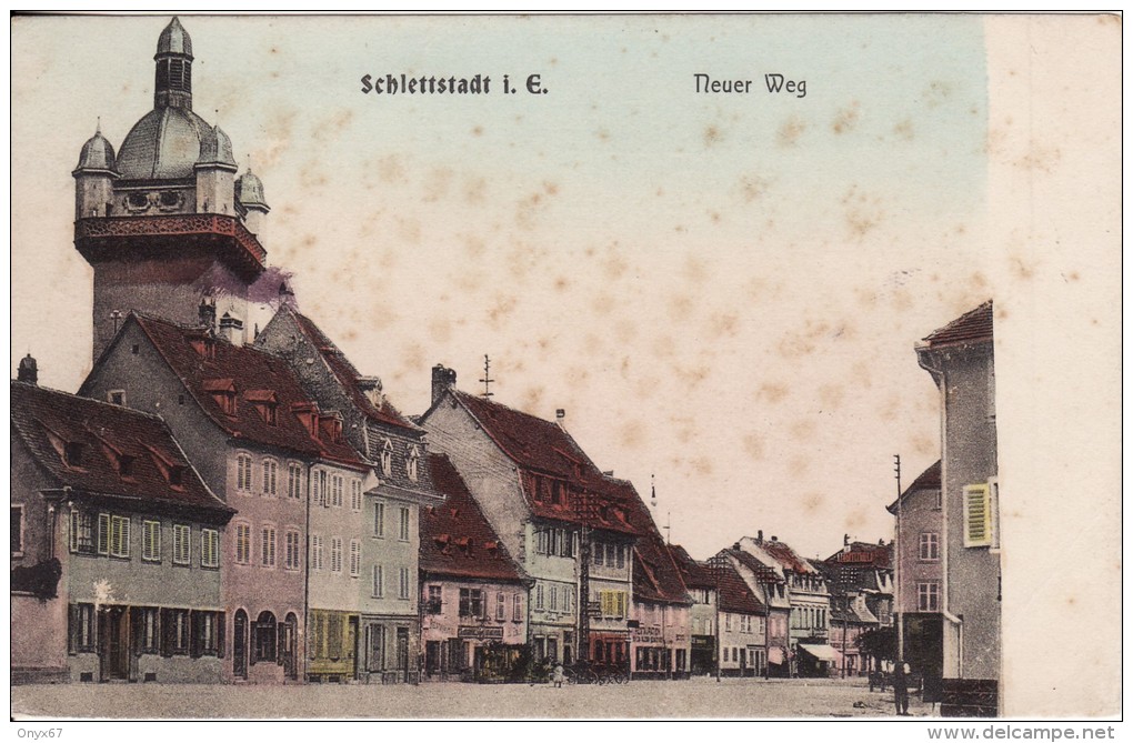 SELESTAT-SCHLETTSTADT (Bas-Rhin)  Neuer Weg - Carte COLOREE - VOIR 2 SCANS - - Selestat