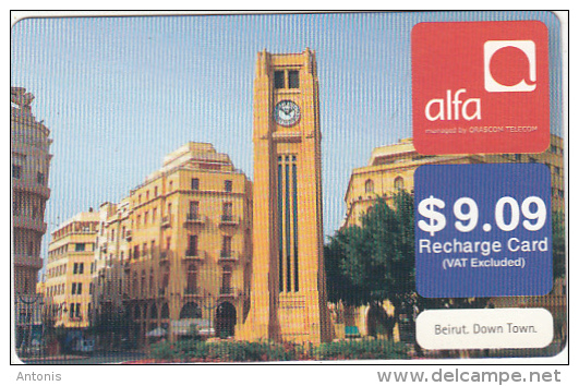 LEBANON - Beirut/Down Town, ALFA By Orascom Telecom Recharge Card $9.09, Exp.date 15/06/12, Used - Libano