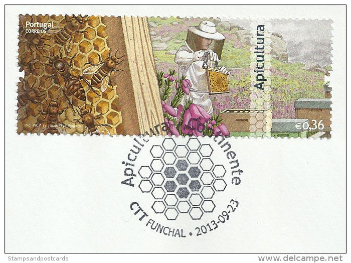 Portugal Apiculture Abeille Abeilles Miel 2013 FDC Voyagé Cachet Madère Beekeeping Bee Bees Honey Used FDC Madeira Pmk - FDC