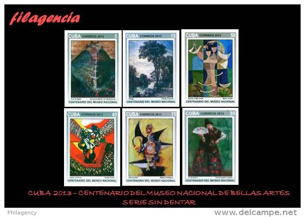 PIEZAS. CUBA MINT. 2013-04 CENTENARIO DEL MUSEO NACIONAL DE BELLAS ARTES. SERIE SIN DENTAR - Imperforates, Proofs & Errors