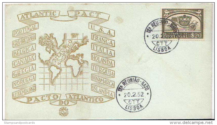 Portugal Reunion OTAN 1952 Cachet Commémoratif   NATO Meeting 1952 Event Postmark - NATO