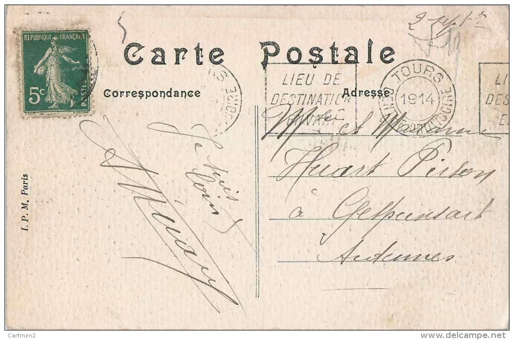 CACHET MILITAIRE : LIEU DE DESTINATION ENVAHI PAR L'ENNEMI GESPUNSART ARDENNES GUERRE + CPA MONTIER-EN-DER - Guerre De 1914-18