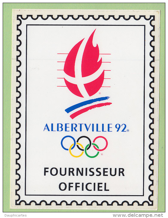 Jeux Olympiques D'ALBERTVILLE 1992. Autocollant Fournisseur Officiel. TBE Format 9.3 X 12.5. 2 Scans. - Autres & Non Classés