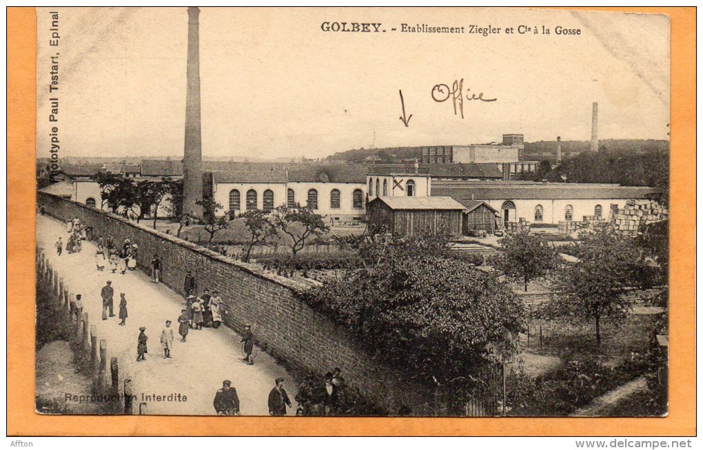 Golbey Etablissement Ziegler Et Cia A La Gosse Old Advertising Postcard - Golbey