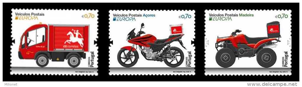 SALE!!! PORTUGAL AZORES AÇORES MADEIRA 2013 EUROPA CEPT POSTAL VEHICLES 3 Stamps MNH ** - 2013