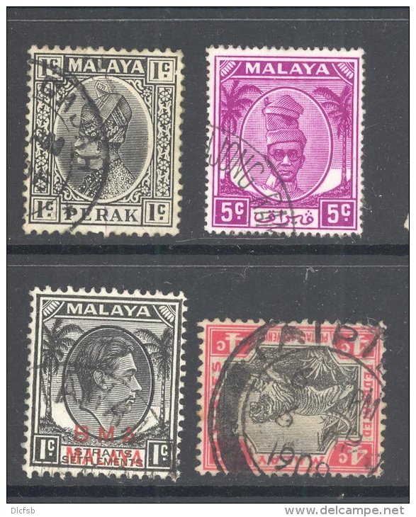 PERAK, Postmarks BATU GAJAH, TANJONG RAMBUTAN, SITIAWAN, TAIPING - Perak