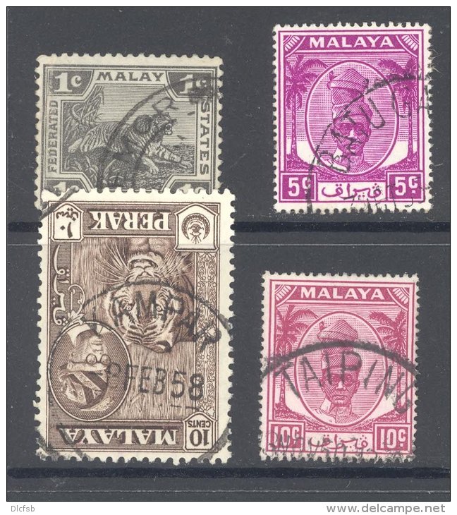 PERAK, Postmarks CHEMOR, BATU GAJAH, KAMPAR, TAIPING - Perak