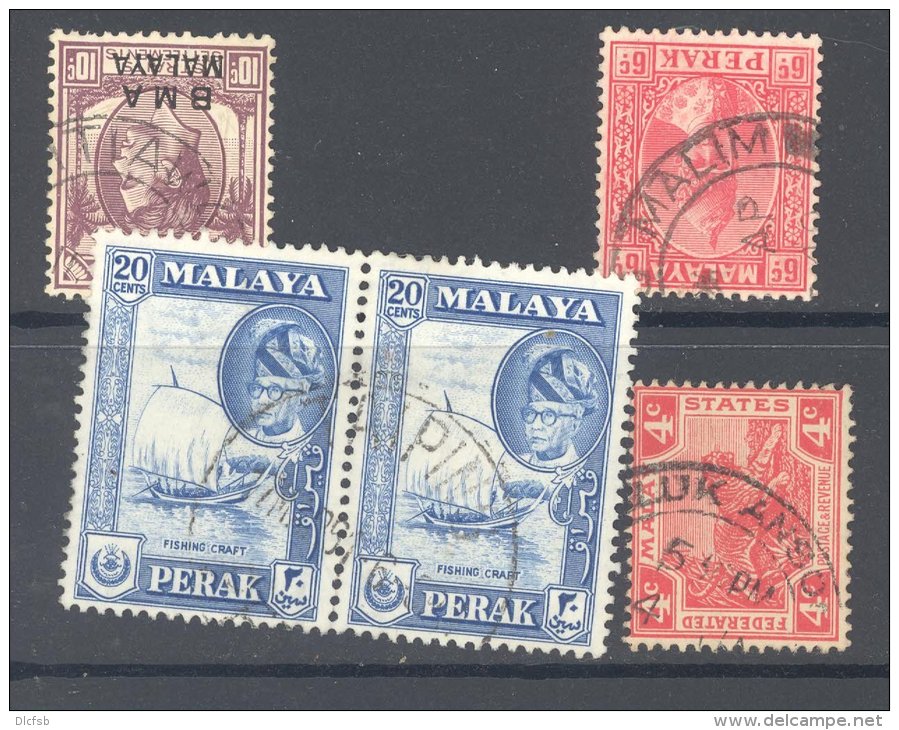 PERAK, Postmarks SITIAWAN, TAIPING, TANJONG MALIM, TELUK ANSON - Perak