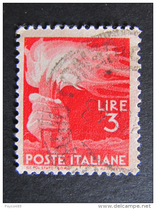 ITALIA Repubblica -1945- "Democratica" £. 3 Varietà Fil. Ruota CS US° (descrizione) - Errors And Curiosities