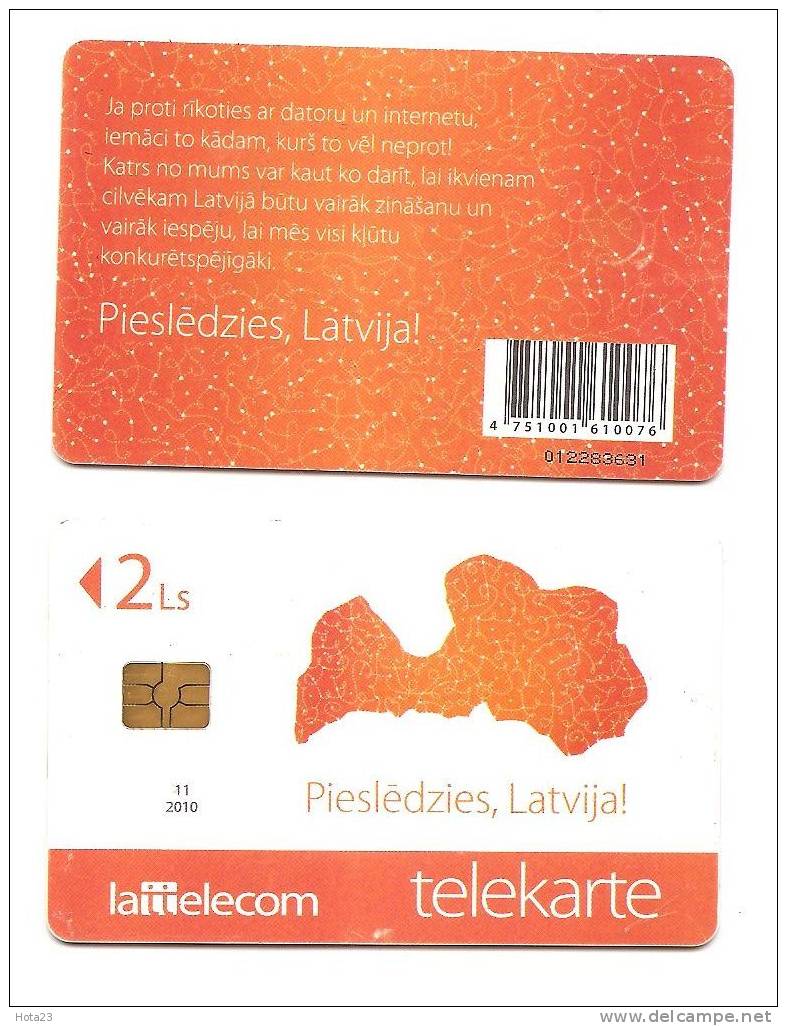 Telefonkarte Lettland 2009 Map Of Latvia - KARTE  Chip Phone Card - Latvia