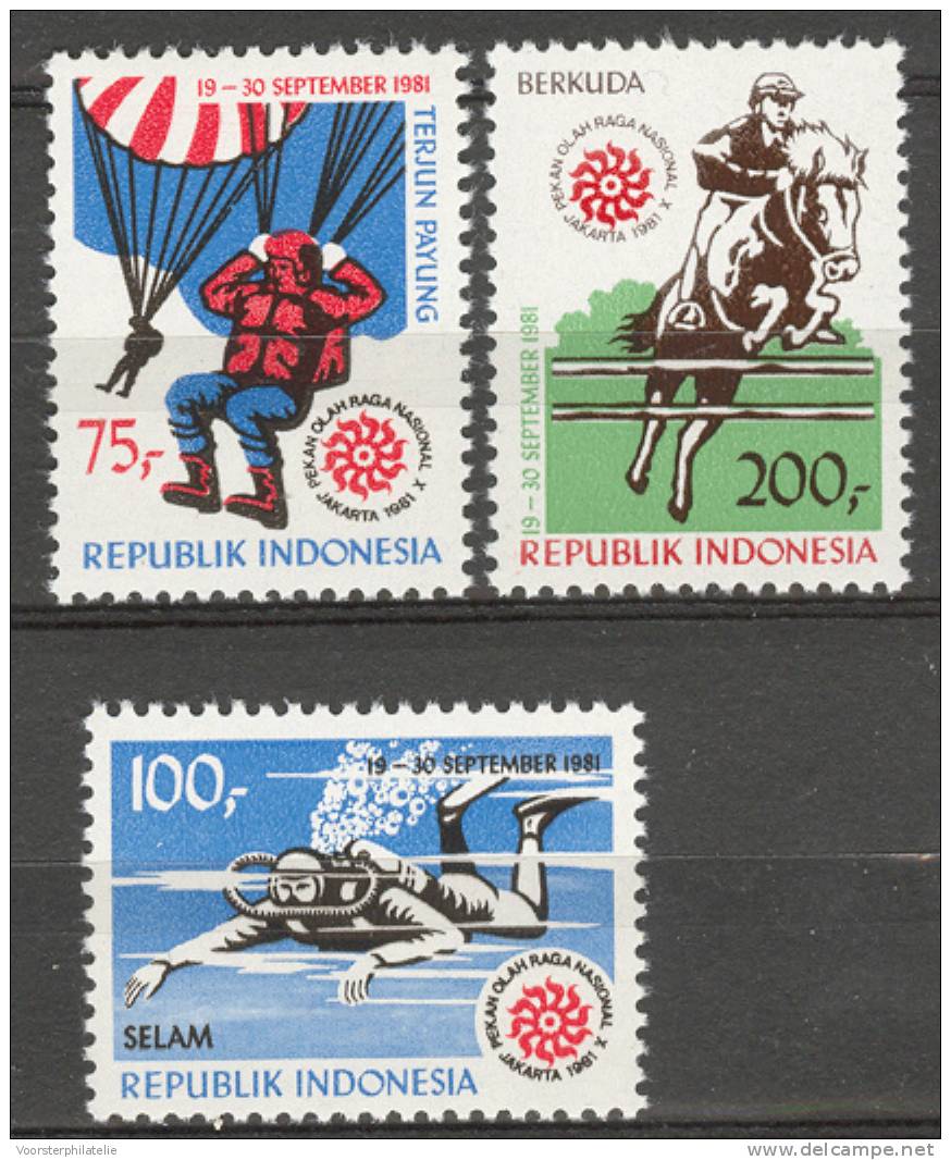 INDONESIA MNH ** 1981 ZBL 1062-64 DIVING HORSES PARA JUMPING MNH ** - Indonésie