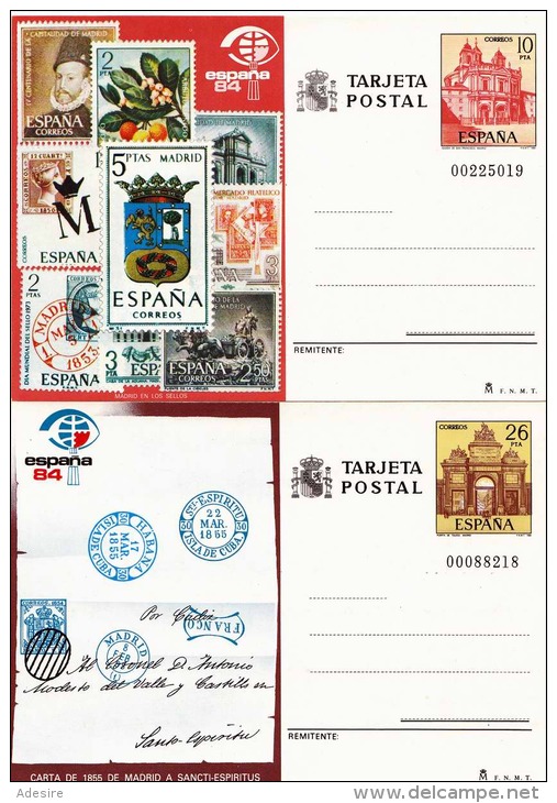 Spanien 1984 - Espana 84, 2 Stück Postkarten Mit Ganzsache ** - Cartas & Documentos