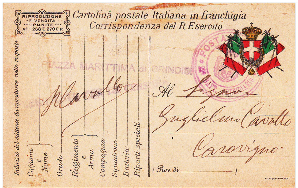 1917- Cartolina Postale In Franchigia- Corrispondena Regio Esercito- Verificata Per Censura - Nuova - Marcophilie