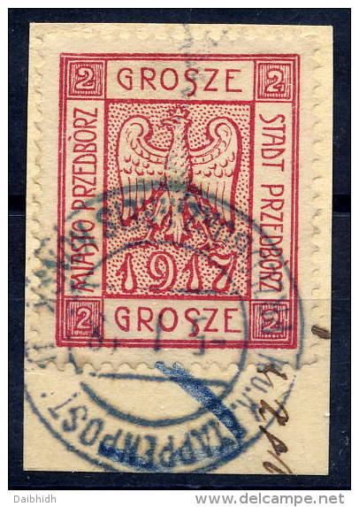 POLAND: PRZEDBORZ 1917 Local Issue 2 Gr. Perforated, Used On Piece, GENUINE.  Michel 1 - Usados