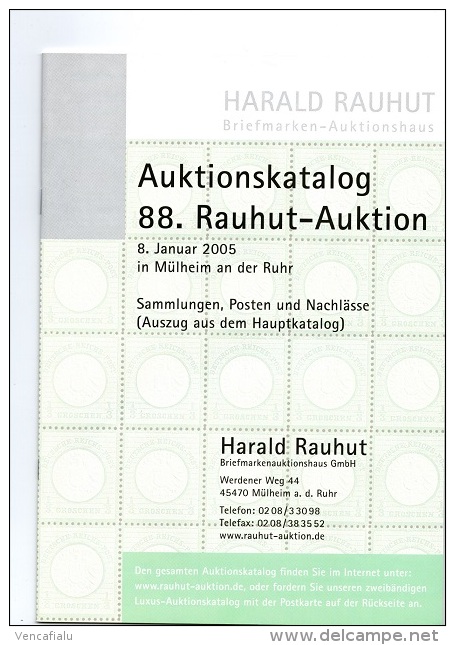 Auction Catalogue Rauhut-Auktion, Mülheimm, Germany, 8.Januar 2005 - Catalogues For Auction Houses