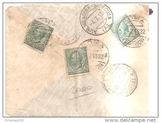 75941) Lettera Con Affrancatura  Espresso Cent25+sul Retro3franc.da.5 Cent. - Storia Postale