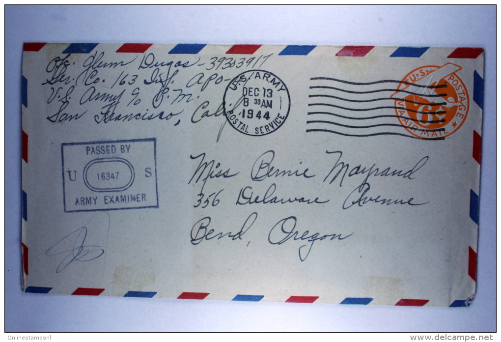 US  Postal Stationary Airmail Cover From Dutch New Guinea, Censor Passed To  Oregon, - Brieven En Documenten