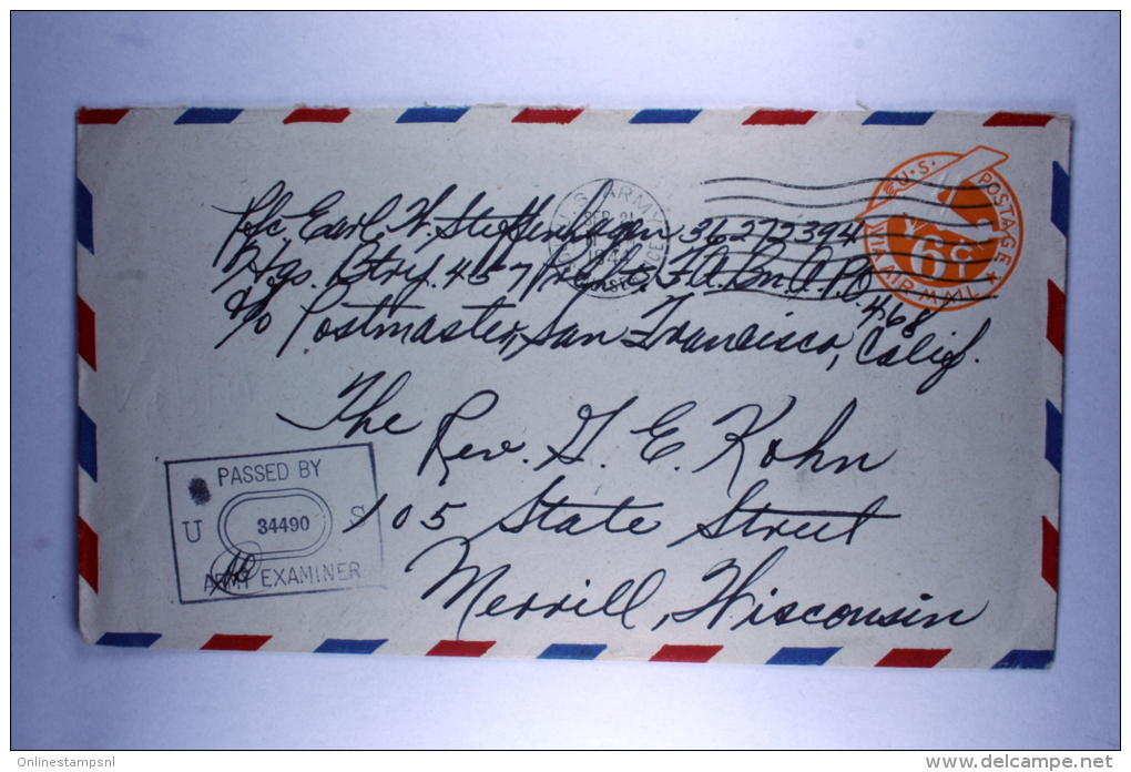 US  Postal Stationary Airmail Cover APO 159, Dutch New Guinea To  Wisconsin Sep 1944 - Lettres & Documents