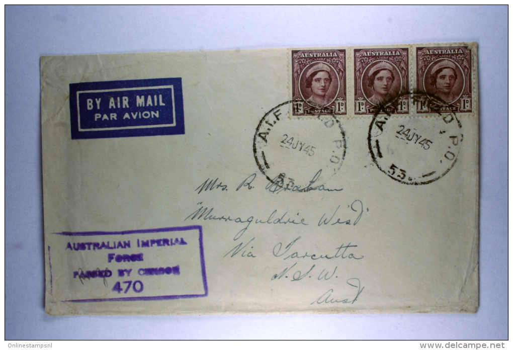 Australian Imperial  Airmail Cover, A.I.F. Field P.O. 53 Kairi, Via Calcutta To NSW, July 1945 - Brieven En Documenten