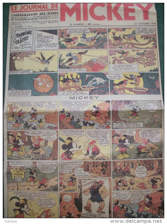 Journal De MICKEY N° 1 Du 21/10/1934 (scans) - Journal De Mickey