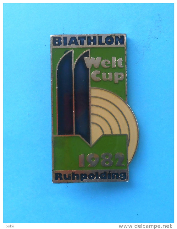 BIATHLON WORLD CUP 1982. Ruhpolding ( Germany ) LARGE PIN Badge Skiing Esqui Ski Sci Shooting Anstecknadel Distintivo - Biathlon