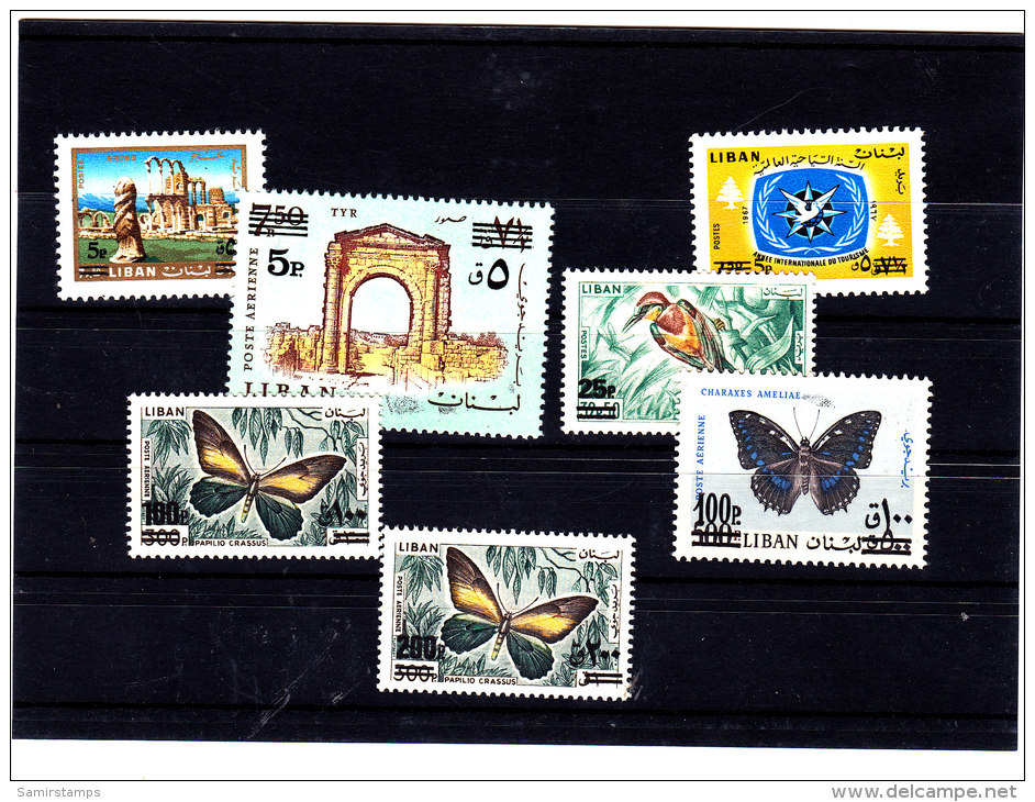 Lebanon 1972,overprinted Stamps  Complete Post + Air Mail 7 V. MNH Superb,birs-Butterflies Scarce-SKRILL PAY ONLY - Lebanon