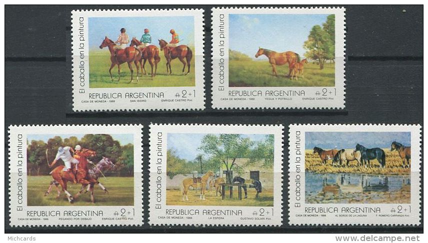 119 ARGENTINE 1988 - Tableaux Chevaux - Neuf Sans Charniere (Yvert 1640/44) - Unused Stamps