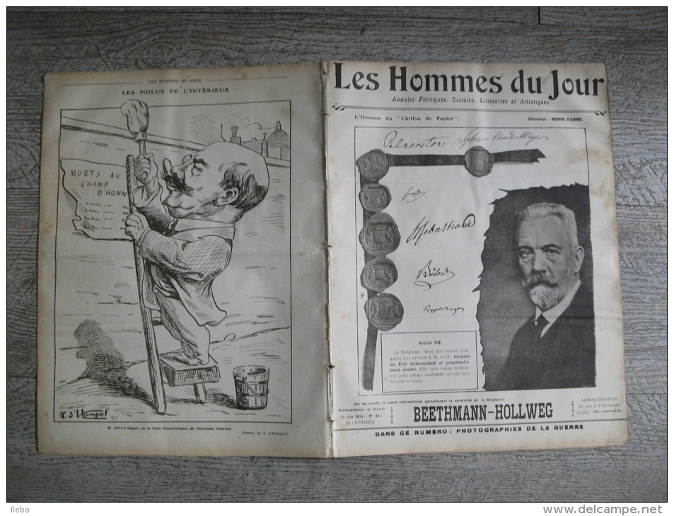 Revue Libertaire Hommes Du Jour 385 1915 Beethman Hollweg Capus Hampol Caricature Ww1 Guerre - Weltkrieg 1914-18