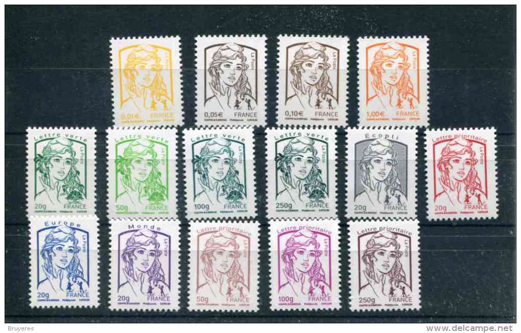 Série De 15 Timbres** Gommés "Marianne Et La Jeunesse" - 2013-2018 Marianne De Ciappa-Kawena