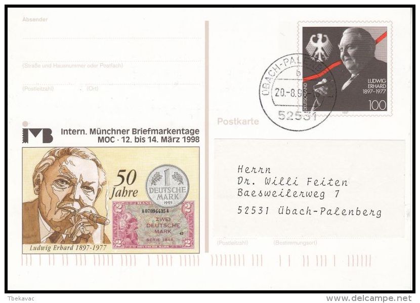Germany BRD 1998, Postal Stationery  "Stamp Exibition Munchen 1998" - Bildpostkarten - Gebraucht