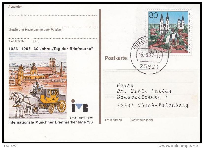 Germany BRD 1997, Postal Stationery  "Stamp Exibition Munchen 1996" - Cartoline Illustrate - Usati