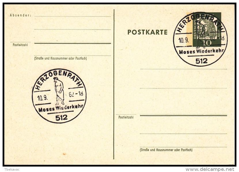 Germany BRD 1962, Postal Stationery  W./ Special Postmark - Cartes Postales Illustrées - Oblitérées
