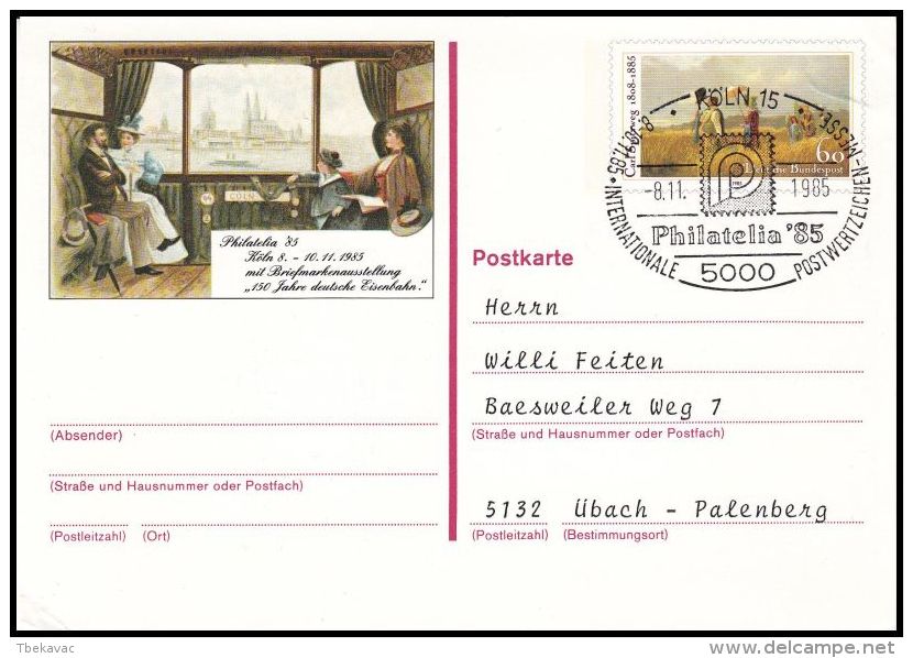 Germany 1985, Postal Stationery "Philatelia 1985" - Cartes Postales Illustrées - Oblitérées