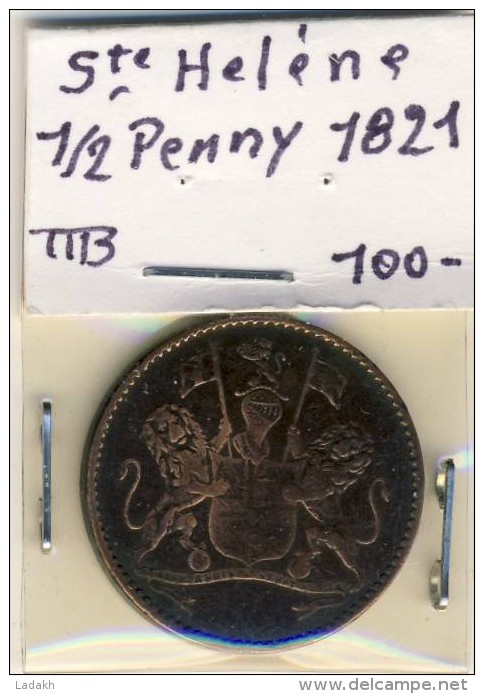 PIECE MONNAIE DEMI PENNY ST HELENE 1821 - Colonies