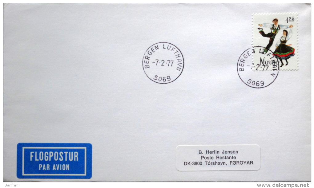 Norway Letter To Faroe Islands PAR AVION  Bergen Lufthavn 7-2-1977 ( Lot 2263 ) - Cartoline Maximum