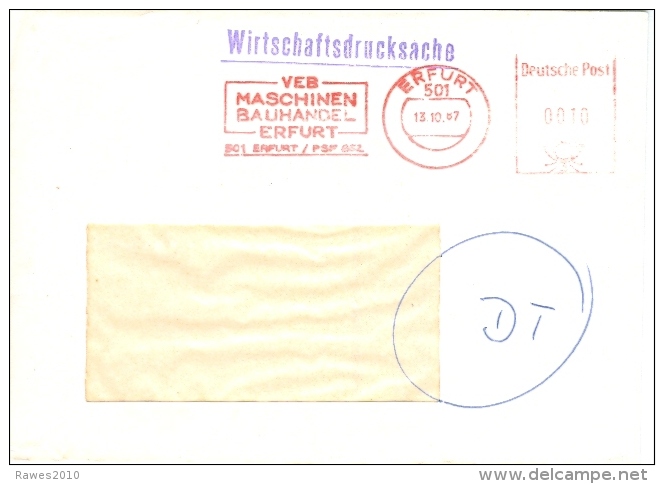 DDR Erfurt AFS 1987 VEB Maschinenbauhandel Wirtschaftsdrucksache - Franking Machines (EMA)