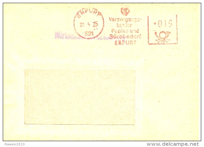 DDR Erfurt AFS 1975 Versorgungskontor Papier Und Bürobedarf Wirtschaftsdrucksache - Franking Machines (EMA)